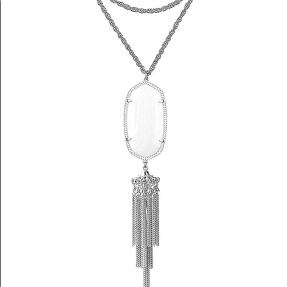 Kendra Scott Silver and White Rayne Necklace